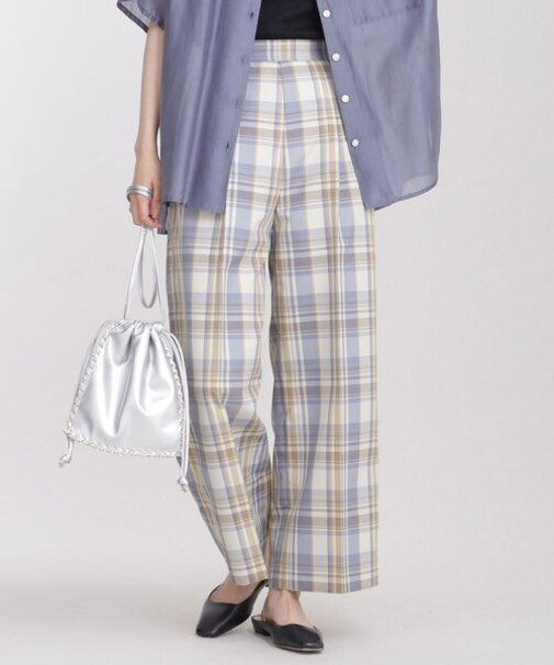 チェックワイドパンツ