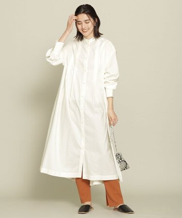 タックシャツワンピース 長袖