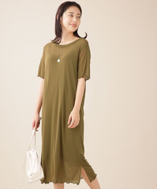 WEB限定／インナー付きシアーワンピース 半袖