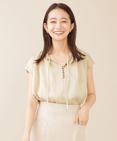 楊柳ダブルサテンブラウス ノースリーブ