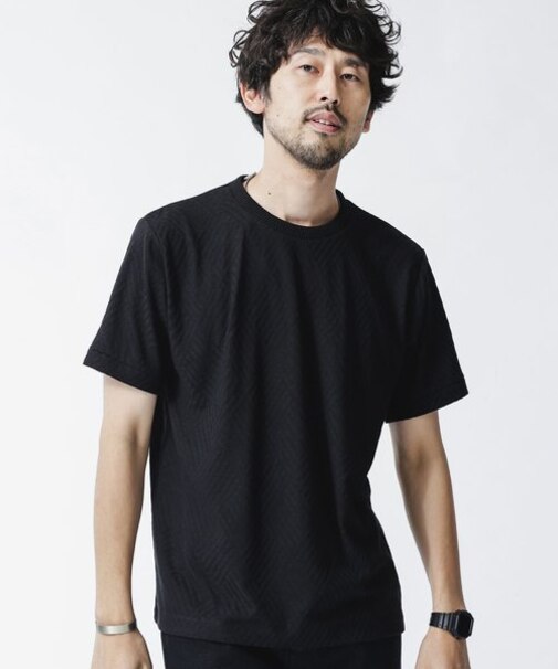 ：幾何学柄リンクスＴシャツ　半袖