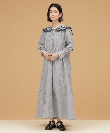 LB.03／エンブロイダリーカラーワンピース 長袖