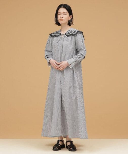 LB.03／エンブロイダリーカラーワンピース 長袖