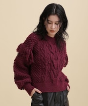 casa fline／フリンジハンドニットプルオーバー