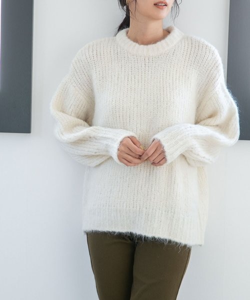 LB.04／ローゲージアルパカ混クルーネックニット｜ナノ