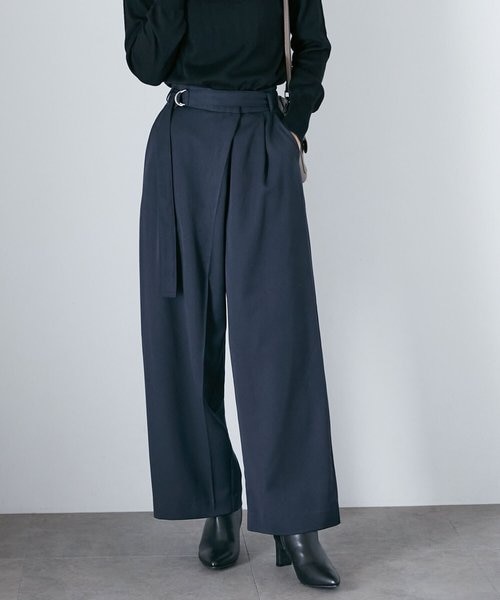 ナノユニバースnano universe／美素材♪とろりラップ風ワイドパンツベージュ★3点以上同梱送料無料 ドロストソフトデニム | NANO universe（ナノ・ユニバース） ｜公式