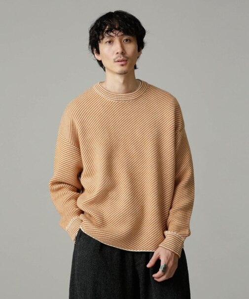 LB.03／ウールミックスダイアゴナルニット