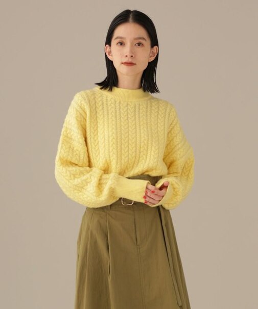 LB.03／ウールカシミヤケーブルショートニットプルオーバー