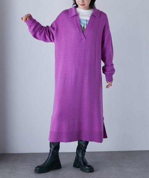 LB.04／スキッパーカラーニットワンピース