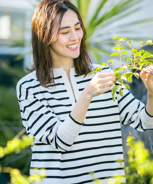 LB.03／思いきり洗えるニット スキッパーボーダープルオーバー