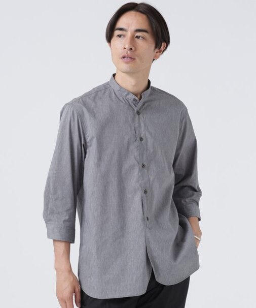 LB.03/「ICE FLOW LINEN」バンドカラーシャツ 7分袖