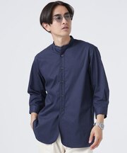 LB.03／｢ICE FLOW LINEN｣バンドカラーシャツ 7分袖