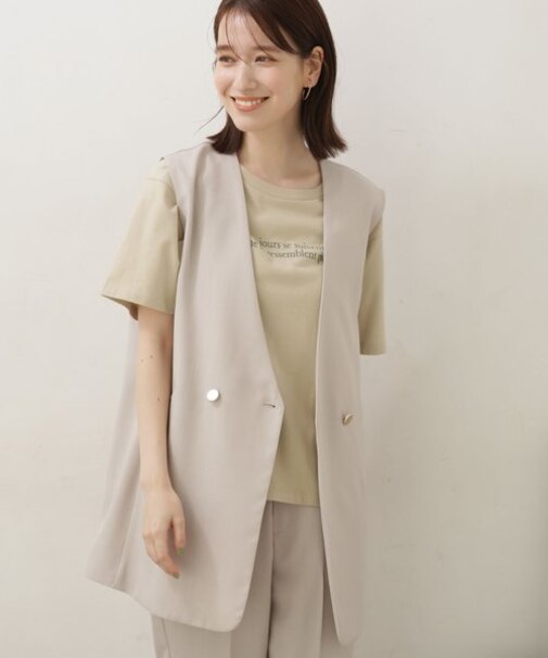 LB.04／ノーカラーロングジレ