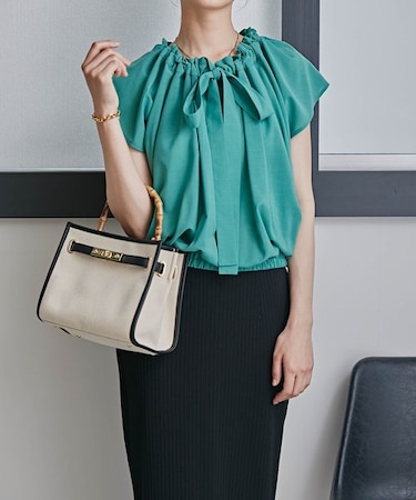 LB.03／スパンローンギャザーリボンブラウス