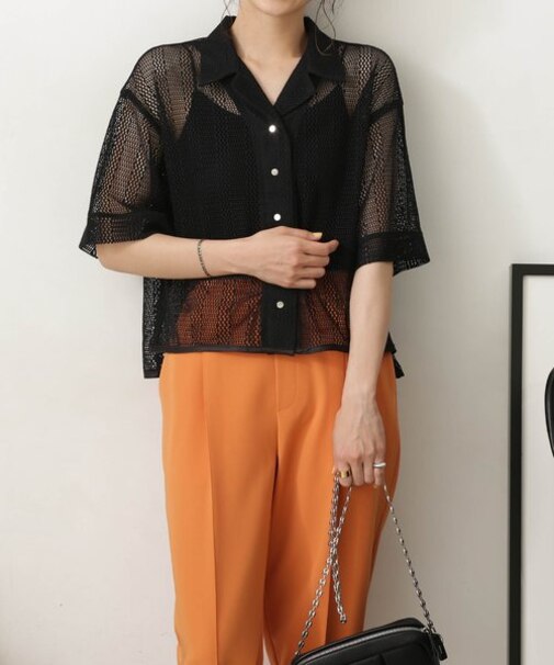 LB.03／ラッセルレース開襟ブラウス(セットアップ可)