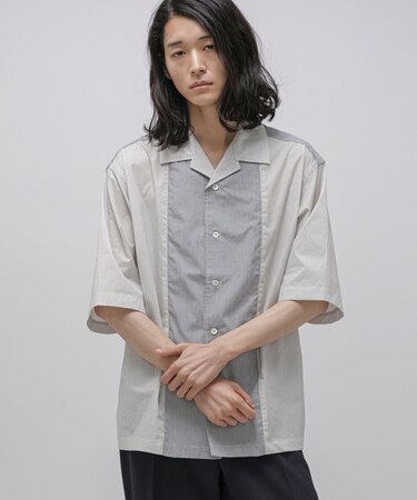 LB.03／ストライプパネルオープンカラーシャツ