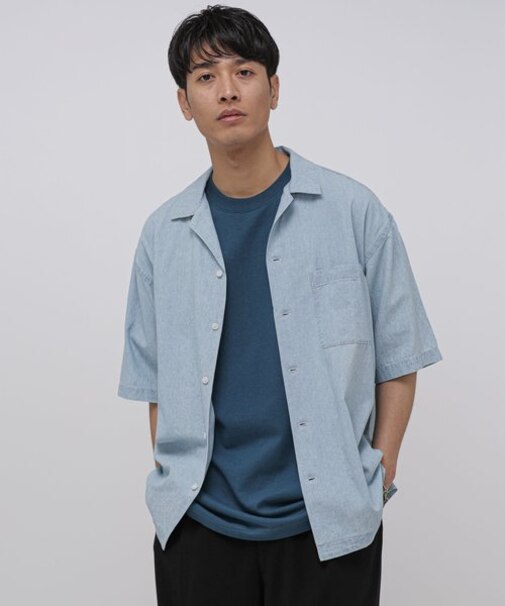 LB.03／シャンブレーデニムオープンカラーシャツ