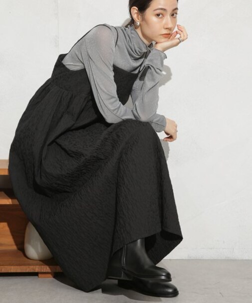 ふくれジャガードキャミワンンピース