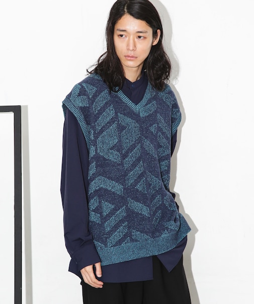 ジオメトリックジャガードベスト