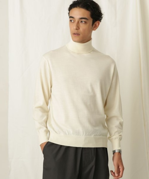 「毛玉レスニット」 ファインゲージタートルネック