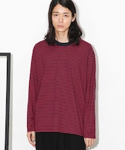 Anti Soaked 汗染み防止ボーダークルーネックT長袖