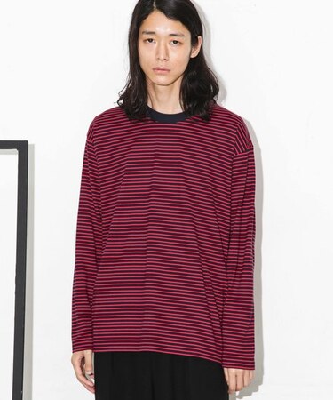 Anti Soaked 汗染み防止ボーダークルーネックT長袖