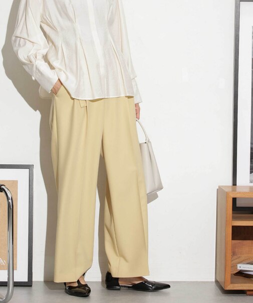 ベルト付きセミワイドツイルパンツ