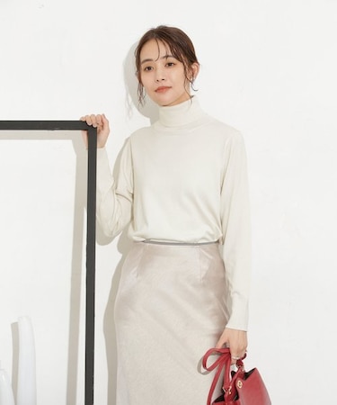 二重臼ニットタートルネックプルオーバー