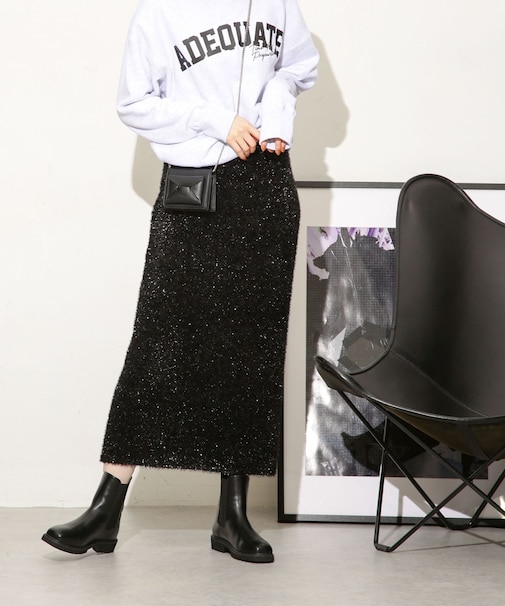 ラメシャギーニットスカート