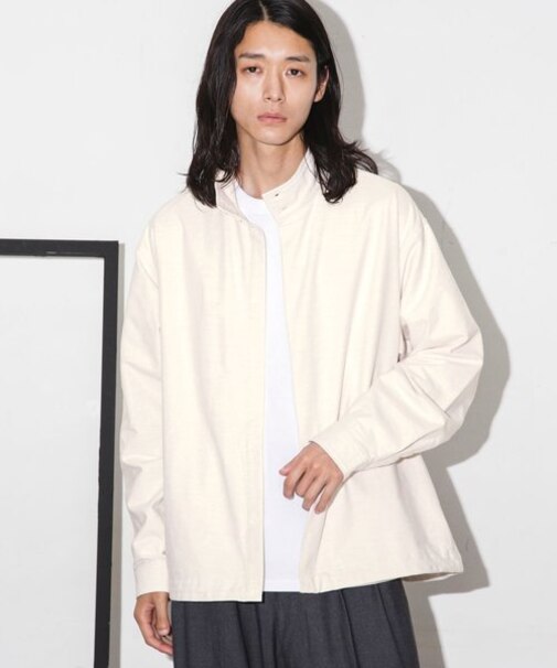 シャモアクロス スタンドカラーシャツ