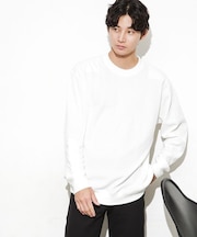 ワッフルリブパッチクルーネックTシャツ