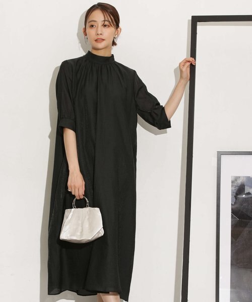 Kaene/シャンブレーAラインドレス　ブラック kaene公式オンラインストア シャンブレーAラインドレス / 100768