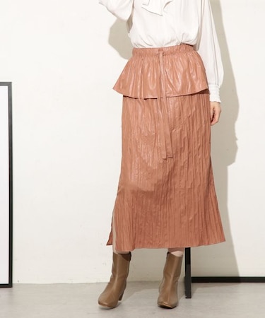 チンツサテンティアードプリーツスカート（セットアップ可）