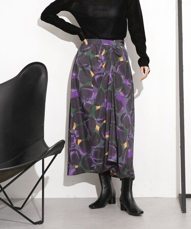 シャーリングイレヘムプリントスカート