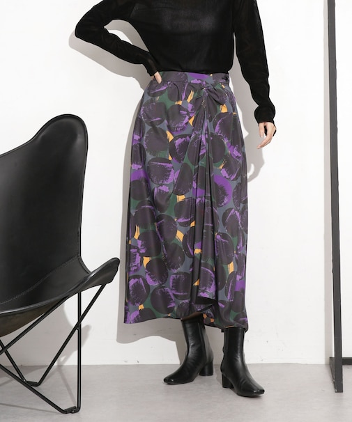 シャーリングイレヘムプリントスカート