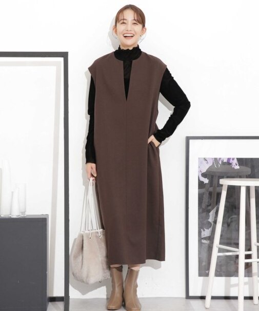 キーネックベストワンピース