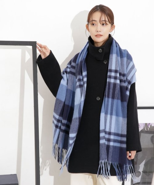 カシミヤ100％チェックストール