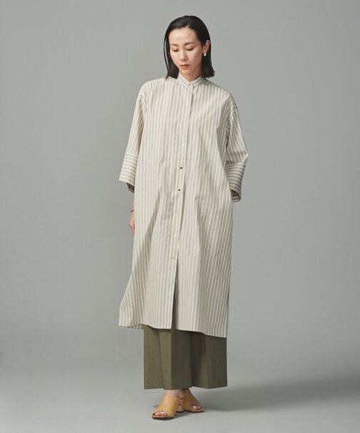 スタンドカラーシャツワンピース