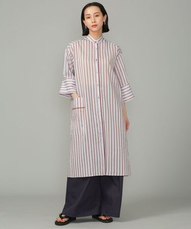 シアーストライプシャツワンピース