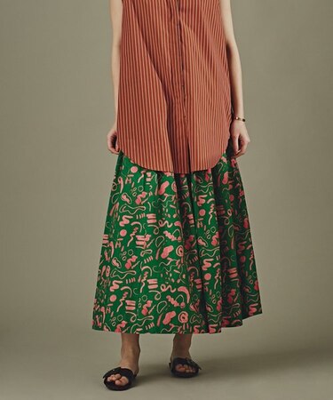 ブッチャープリントギャザースカート