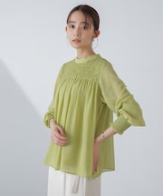 フロントシャーリングブラウス