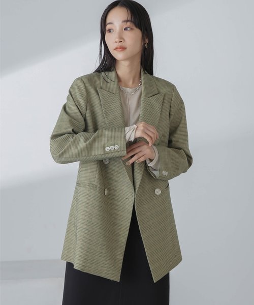 ナノ・ユニバース Wブレストジャケットジャケダブルブレストジャケット ミント ツイルチェック ダブルブレストジャケット｜ナノ・ユニバースの