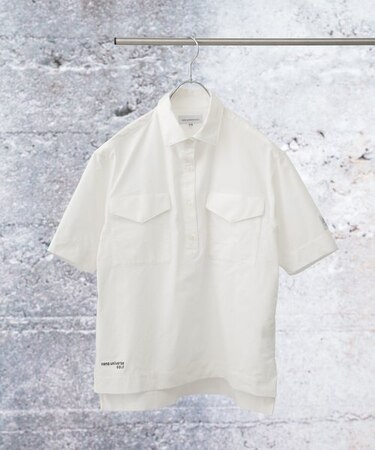 nano universe GOLF/サッカーストライプ半袖シャツ