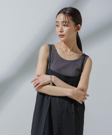 Anti Soaked(R) 汗染み防止 リブタンクトップ