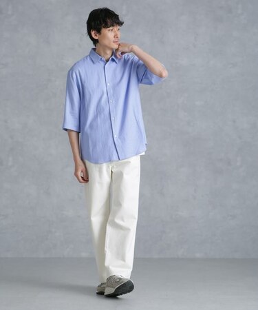 フレンチリネンレギュラーカラーシャツ 7分袖