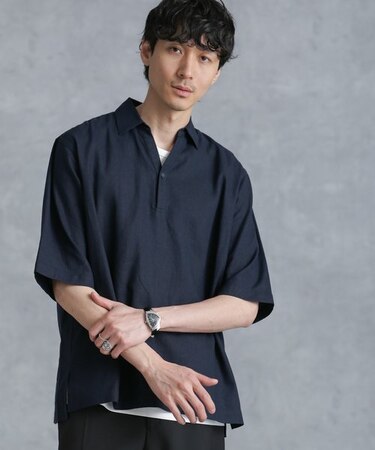 フレンチリネンスキッパーシャツ 半袖