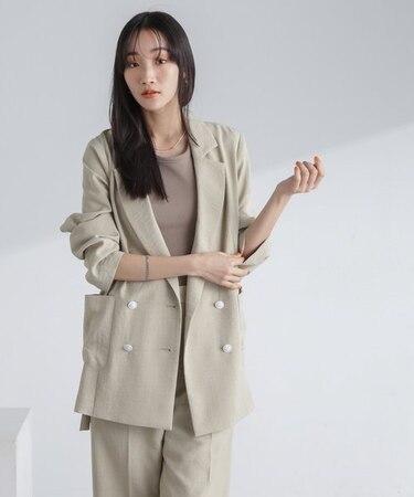 リネンライクダブルジャケット(セットアップ可)