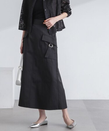 フラップポケットフレアスカート