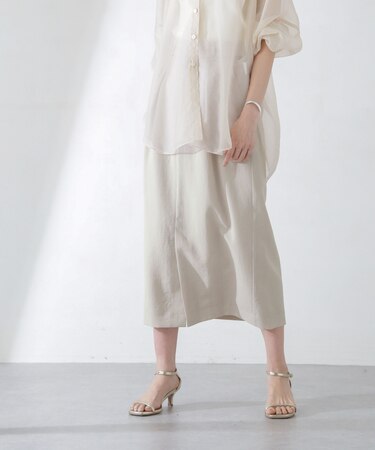 <洗濯機使用可><ノンアイロン>メランジドライ ソフトコクーンスカート(セットアップ可)