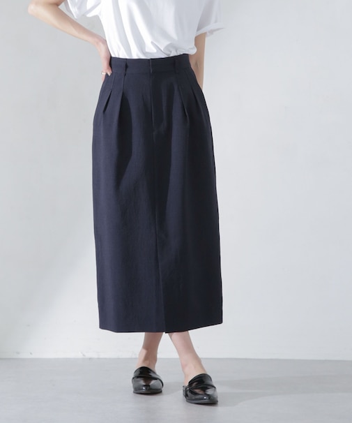 <洗濯機使用可><ノンアイロン>メランジドライ ソフトコクーンスカート(セットアップ可)